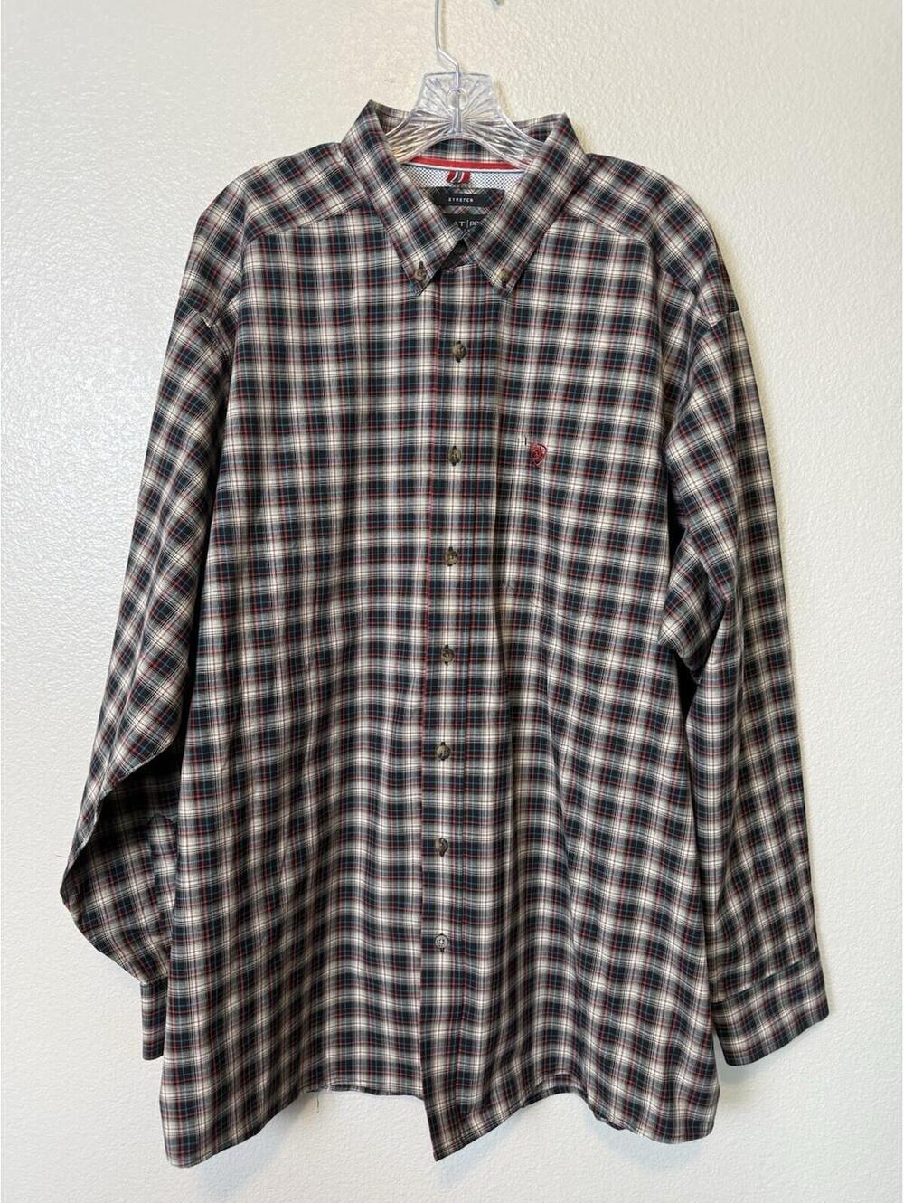 Ariat Pro Series Long Sleeve Plaid Black Cowboy Button Shirt Sz XXL